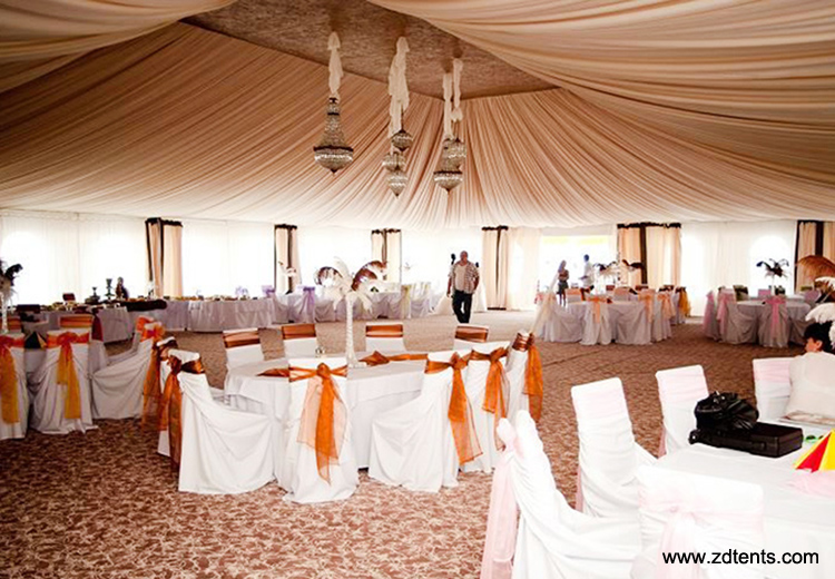 Wedding tent with curtains