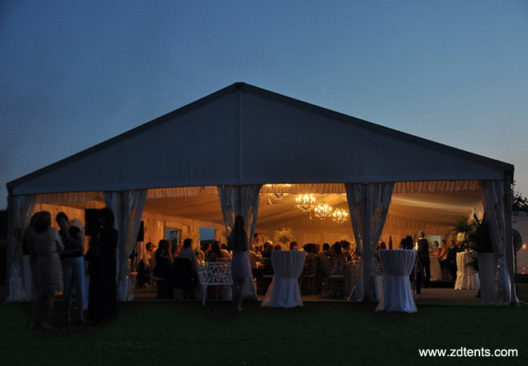 Clear span wedding tent with windows