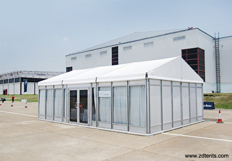 Disaster relief tent glass